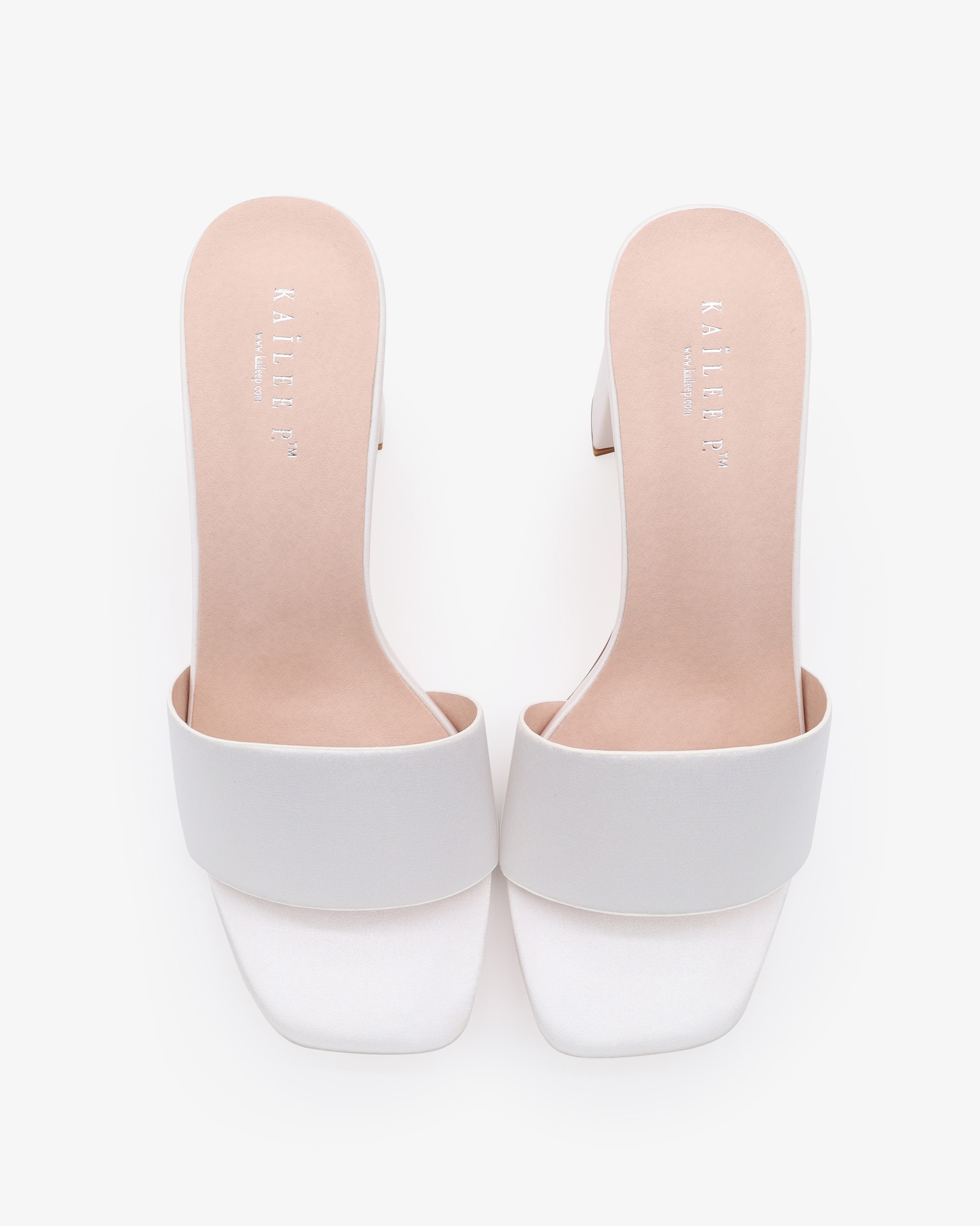 Satin Block Heels Slide Wedding Sandals