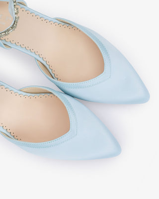 Satin Block Heels Wedding Shoes with Floral Rhinestones Ankle Strap