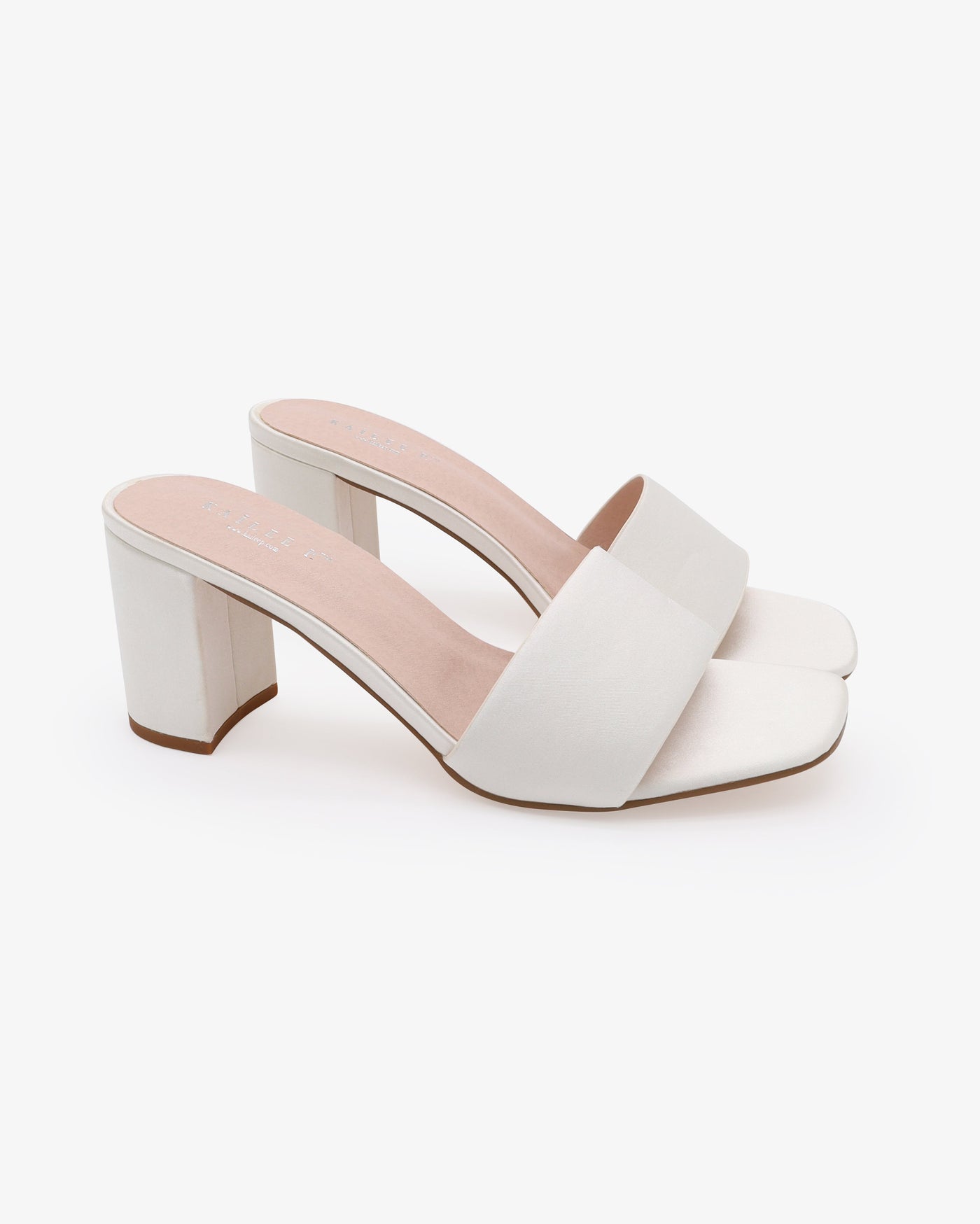 Satin Block Heels Slide Wedding Sandals - Glamourous Grace
