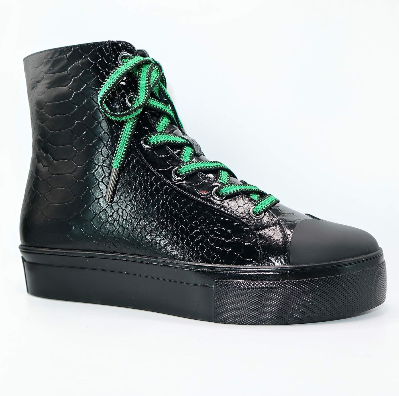 Michaela V Lucra Women's Black Italian Leather Sneakers - Glamourous Grace
