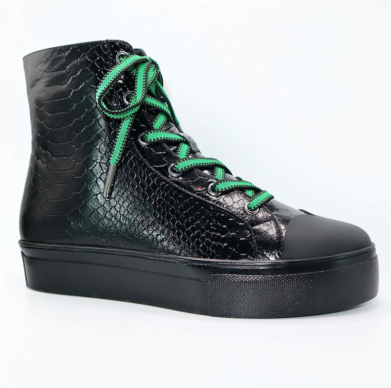 Michaela V Lucra Women's Black Italian Leather Sneakers - Glamourous Grace
