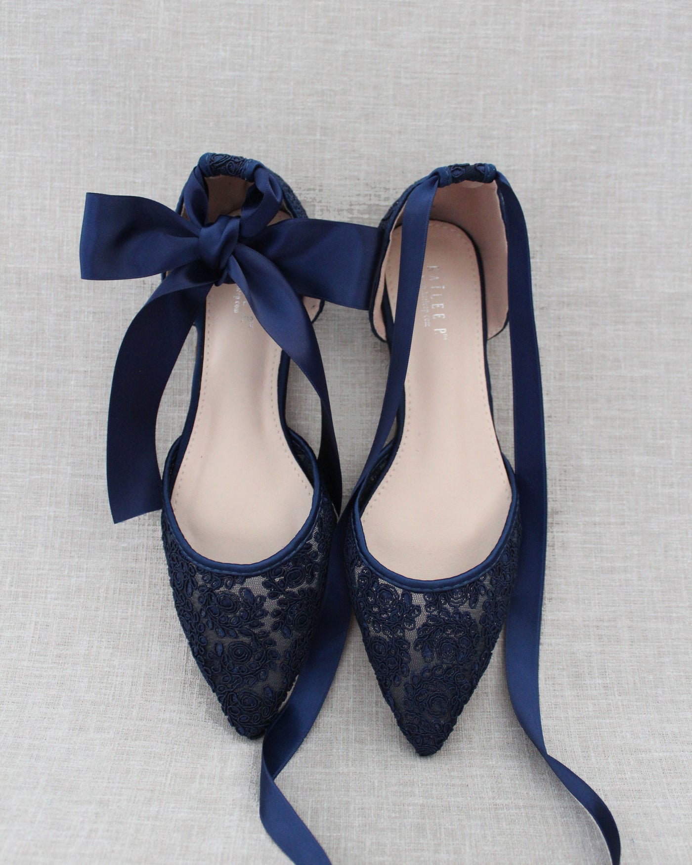 Crochet Lace Pointy Toe with Ankle Tie or Ballerina Lace Up - Glamourous Grace