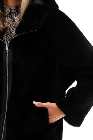 The Noxara Reversible Black Women Leather Jacket