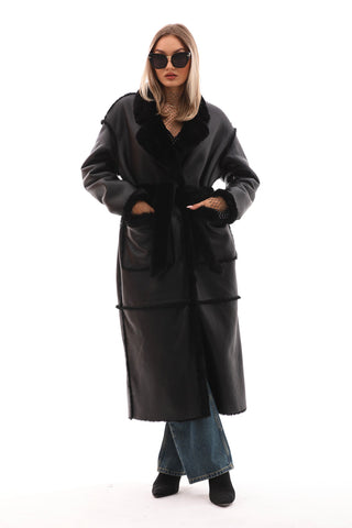 The Virelli Black Reversible Leather Women Jacket