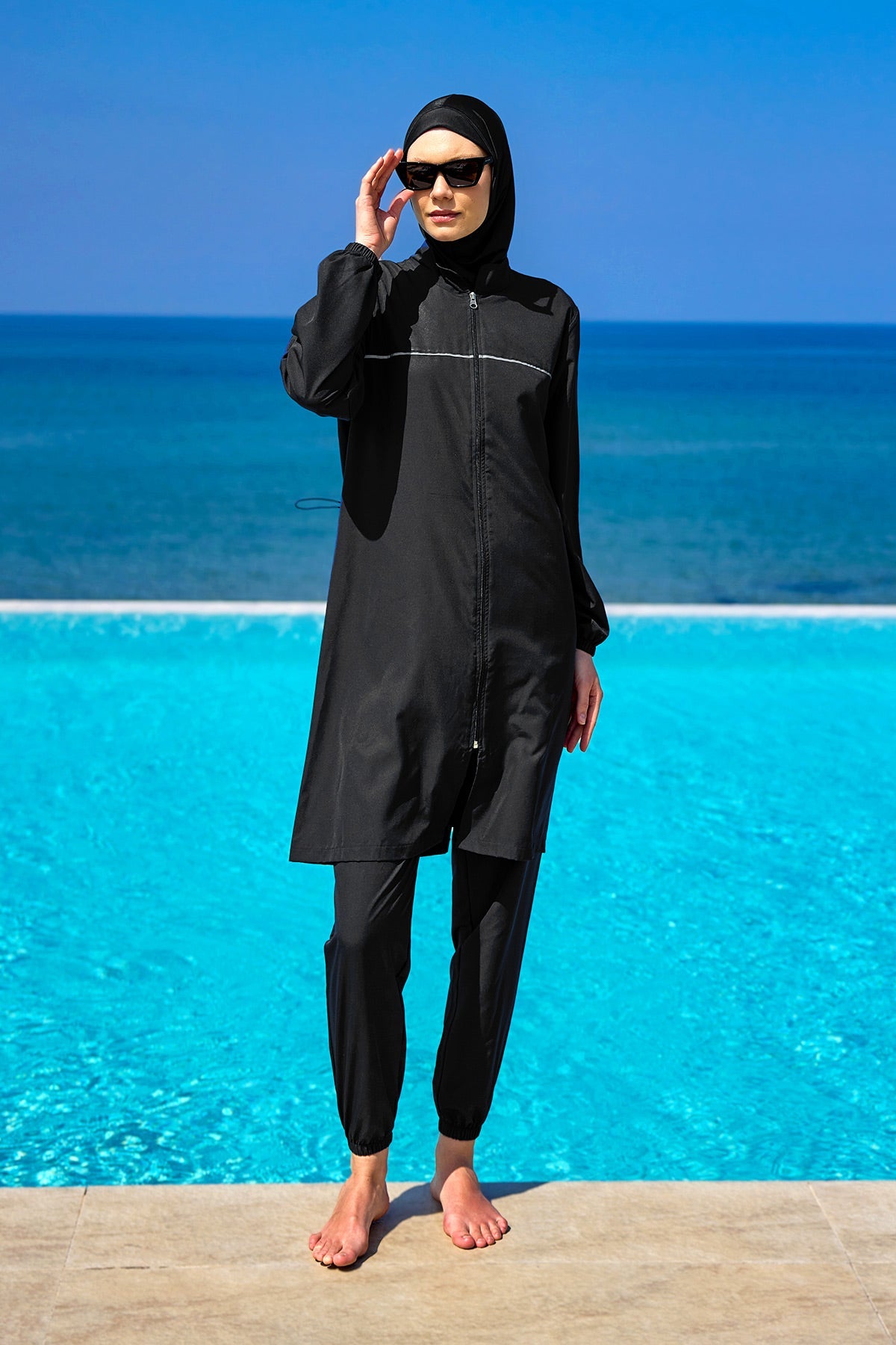 Andalus Black Full Coverage Burkini Set A2501-1 - Glamourous Grace