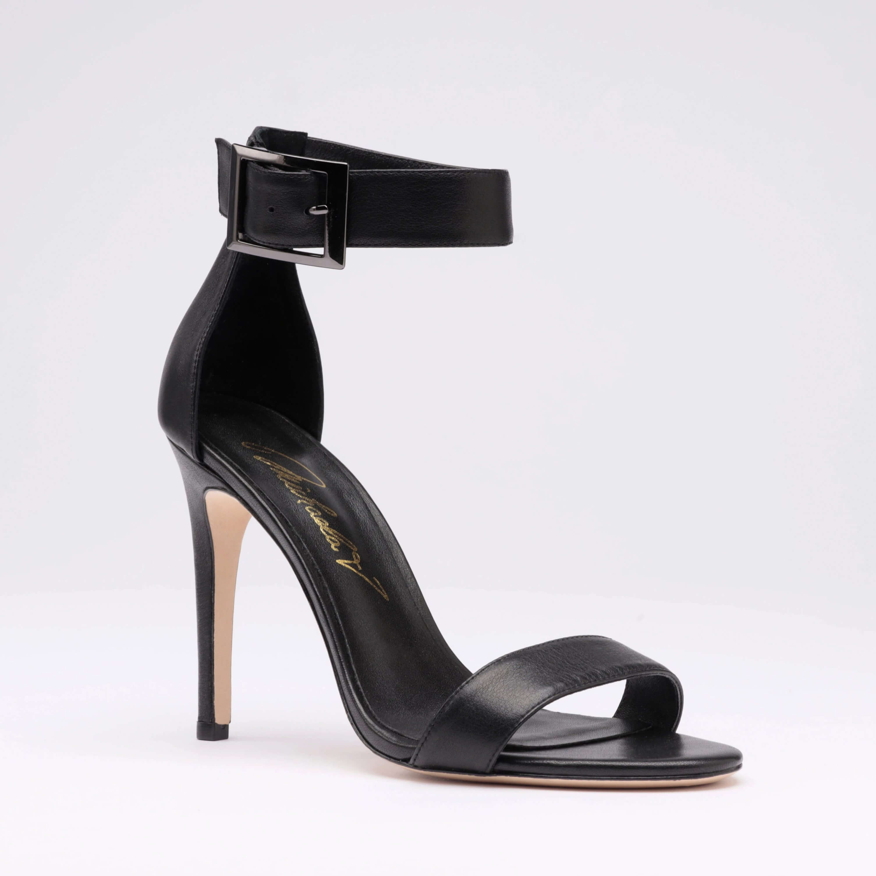 Michaela V Chapman Black Leather Heels - Glamourous Grace