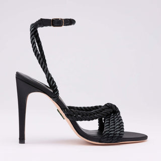 Michaela V Selene Black Satin Heels