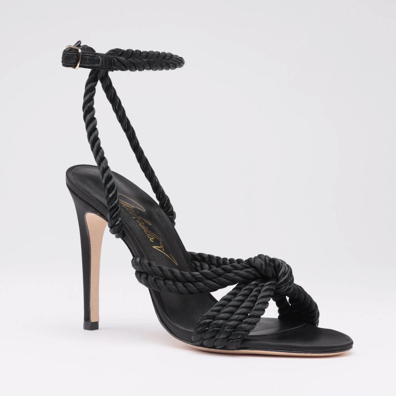 Michaela V Selene Black Satin Heels - Glamourous Grace
