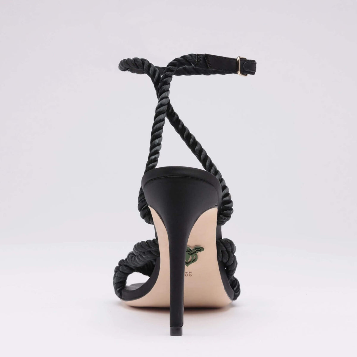 Michaela V Selene Black Satin Heels - Glamourous Grace