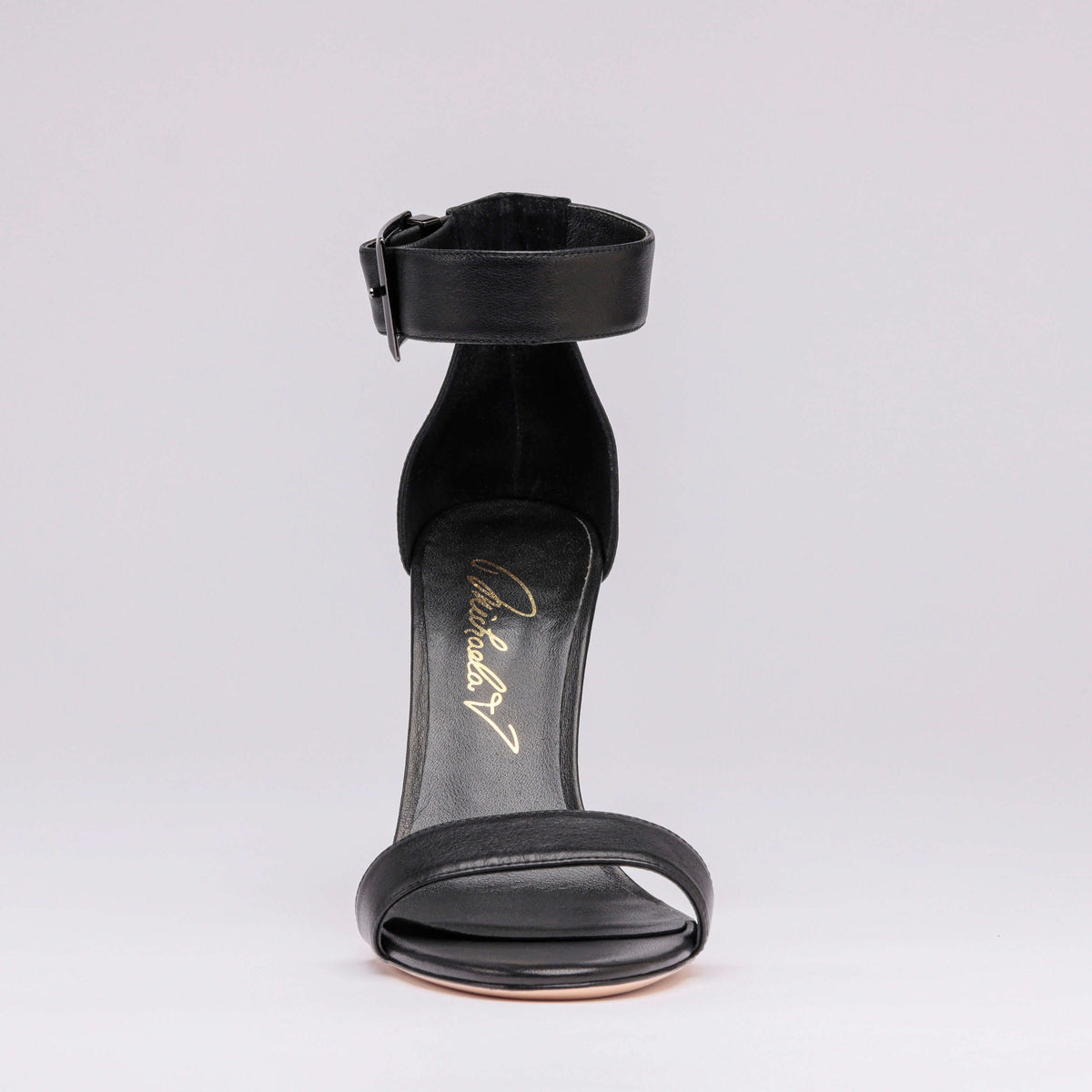 Michaela V Chapman Black Leather Heels - Glamourous Grace