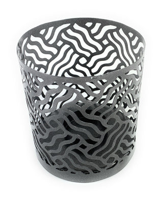 Vibhsa Votive Candle Holders | Set of 2, Grey, Laser-Cut Design