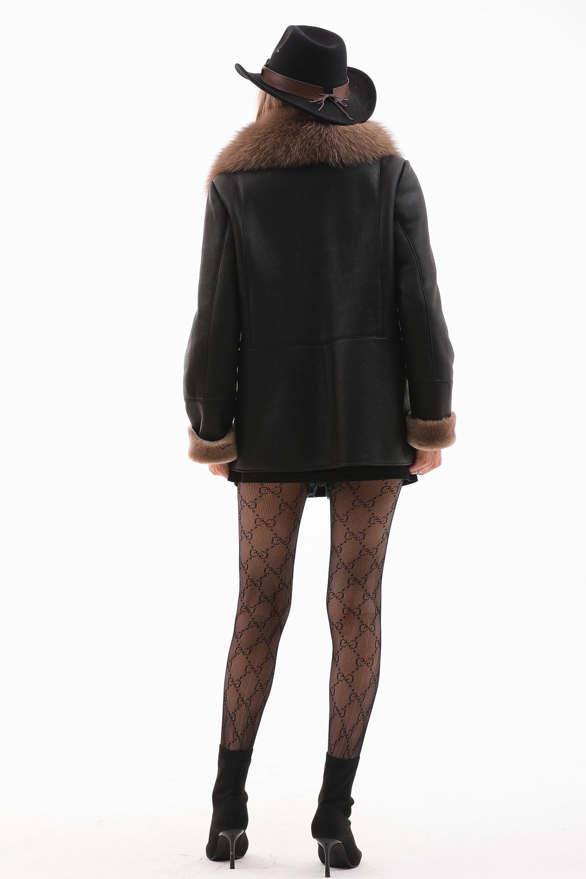 The Duchess Shearling Black & Brown Leather Women Jacket