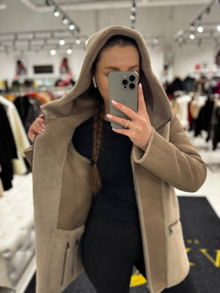 Reversible Faux Fur Suede Hooded Jacket