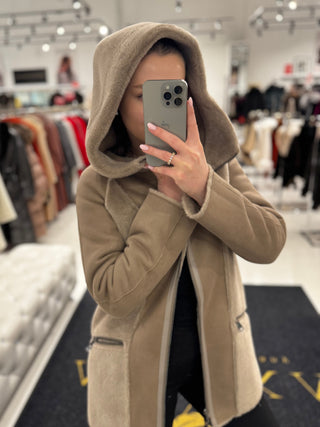 Reversible Faux Fur Suede Hooded Jacket