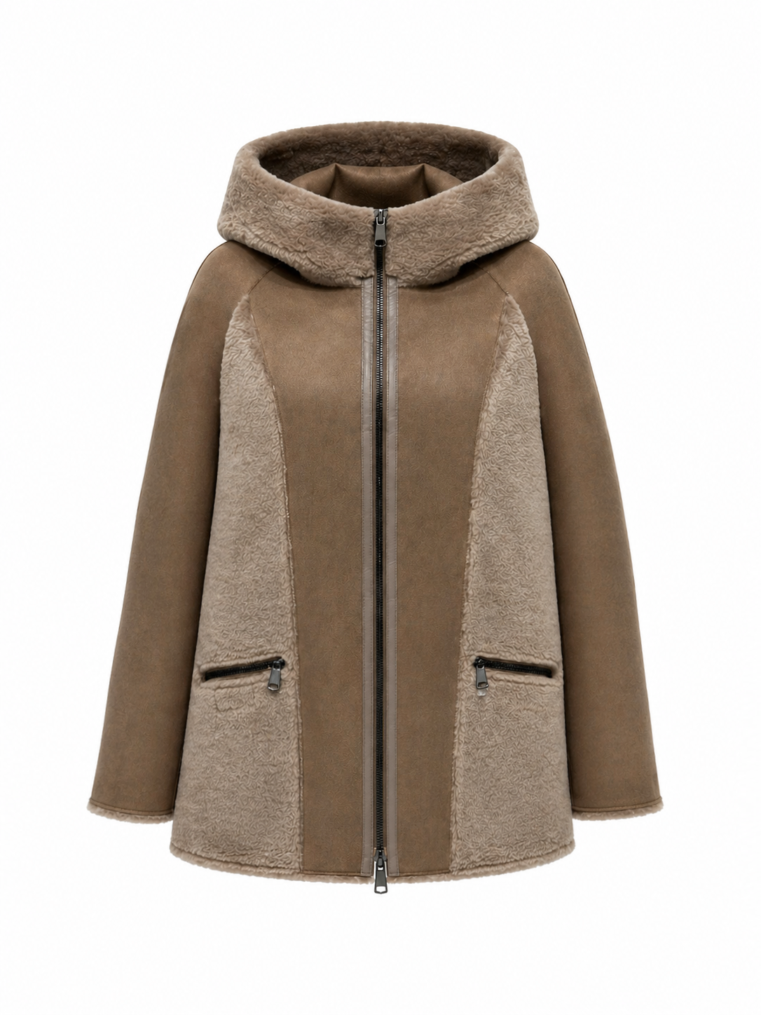 Reversible Faux Fur Suede Hooded Jacket