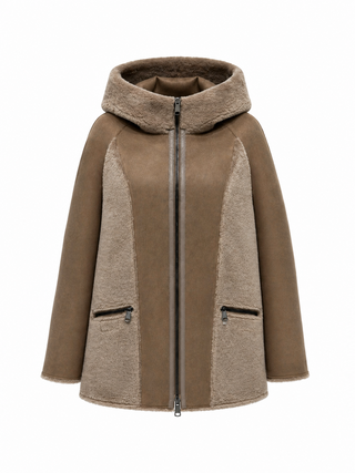 Reversible Faux Fur Suede Hooded Jacket