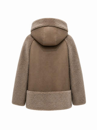 Reversible Faux Fur Suede Hooded Jacket