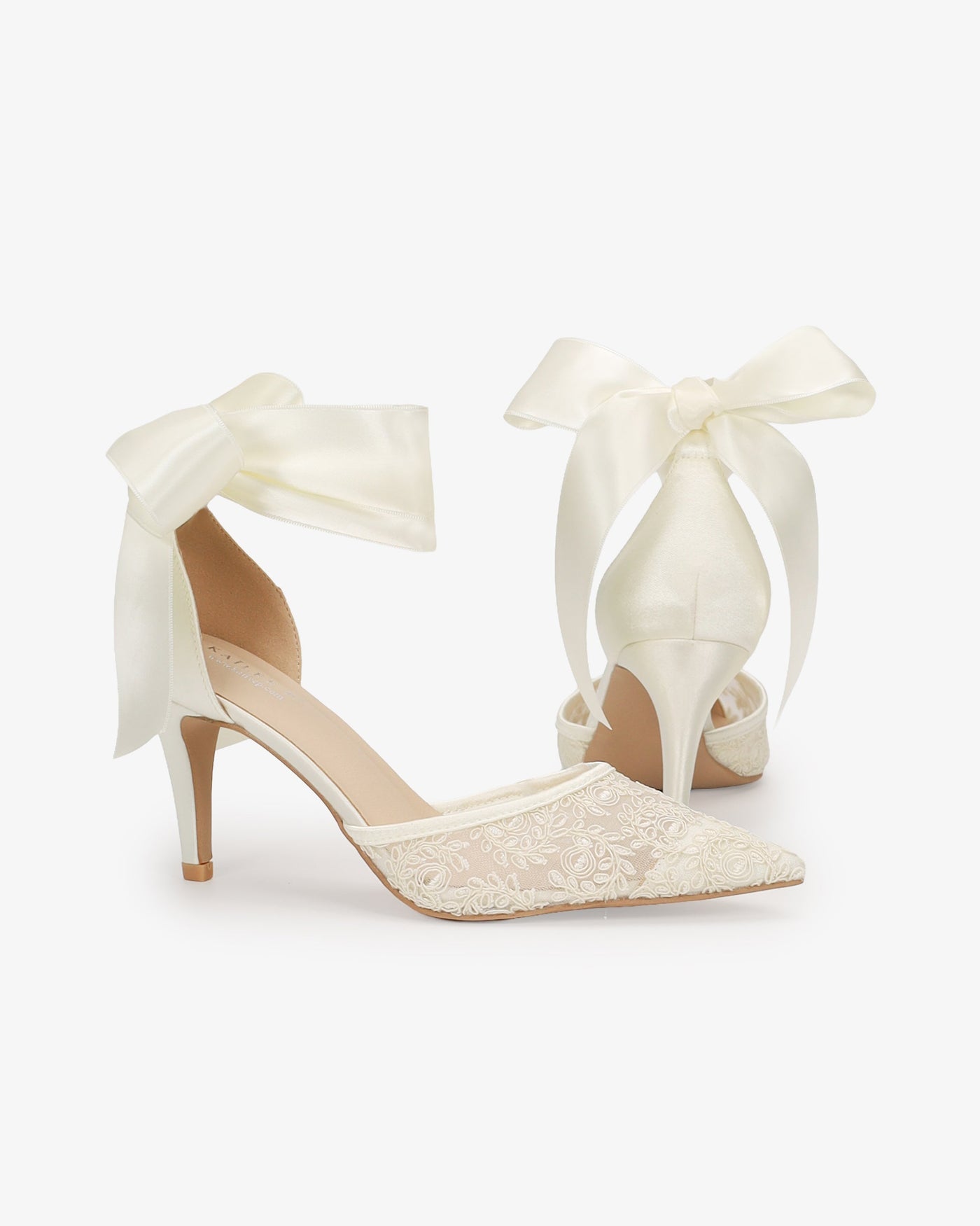 Lace Heels with Ankle Tie For Brides - Glamourous Grace