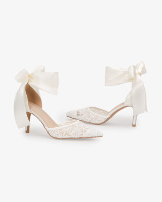 Lace Heels with Ankle Tie For Brides