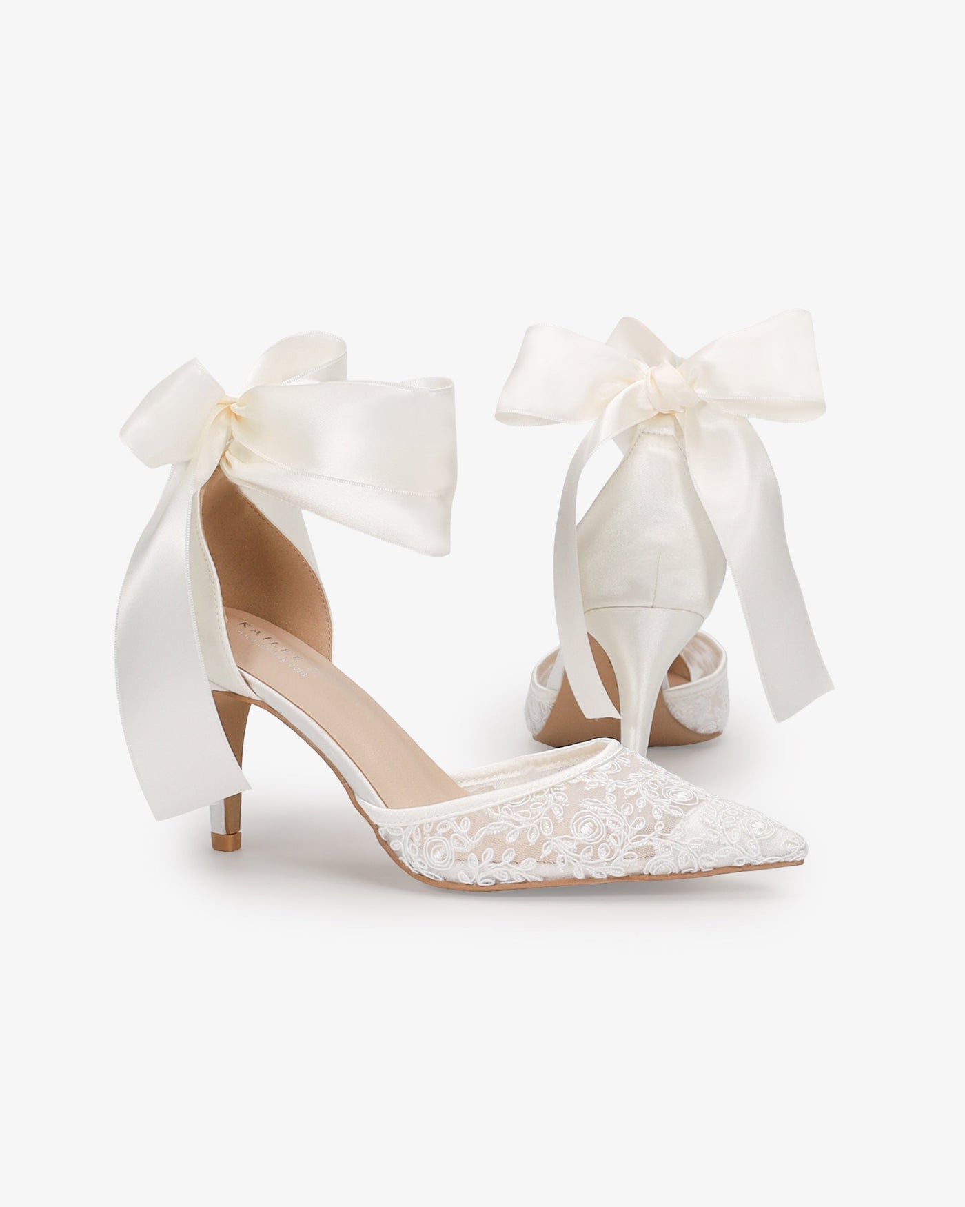 Lace Heels with Ankle Tie For Brides - Glamourous Grace