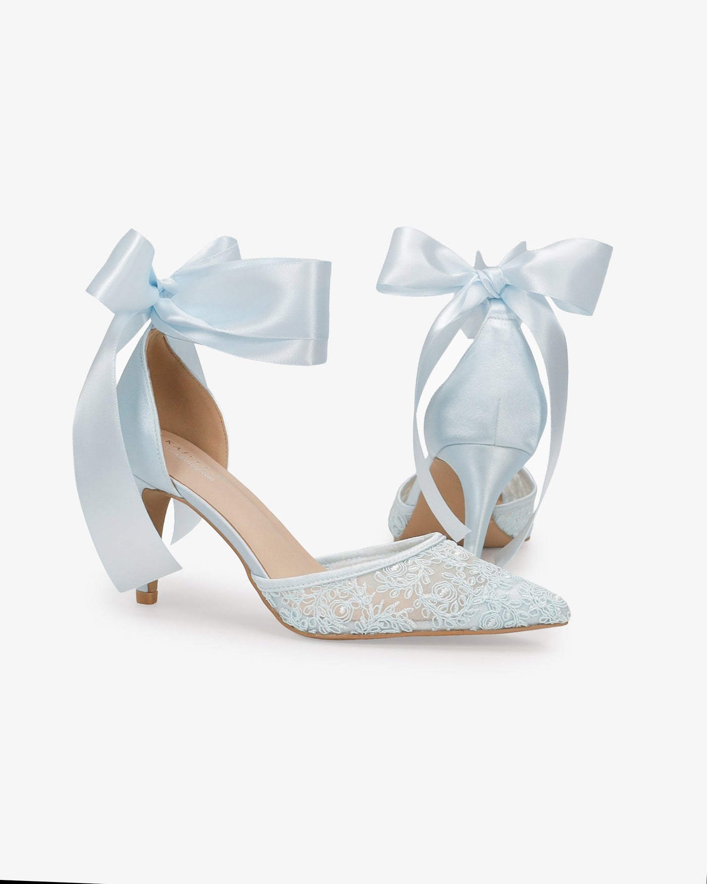 Lace Heels with Ankle Tie For Brides - Glamourous Grace