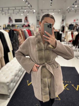 Reversible Genuine Mink Fur Virgin Wool Coat