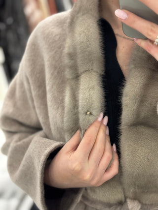Reversible Genuine Mink Fur Virgin Wool Coat