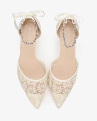 Wedding Lace Heels With Amaryllis Crystal Strap