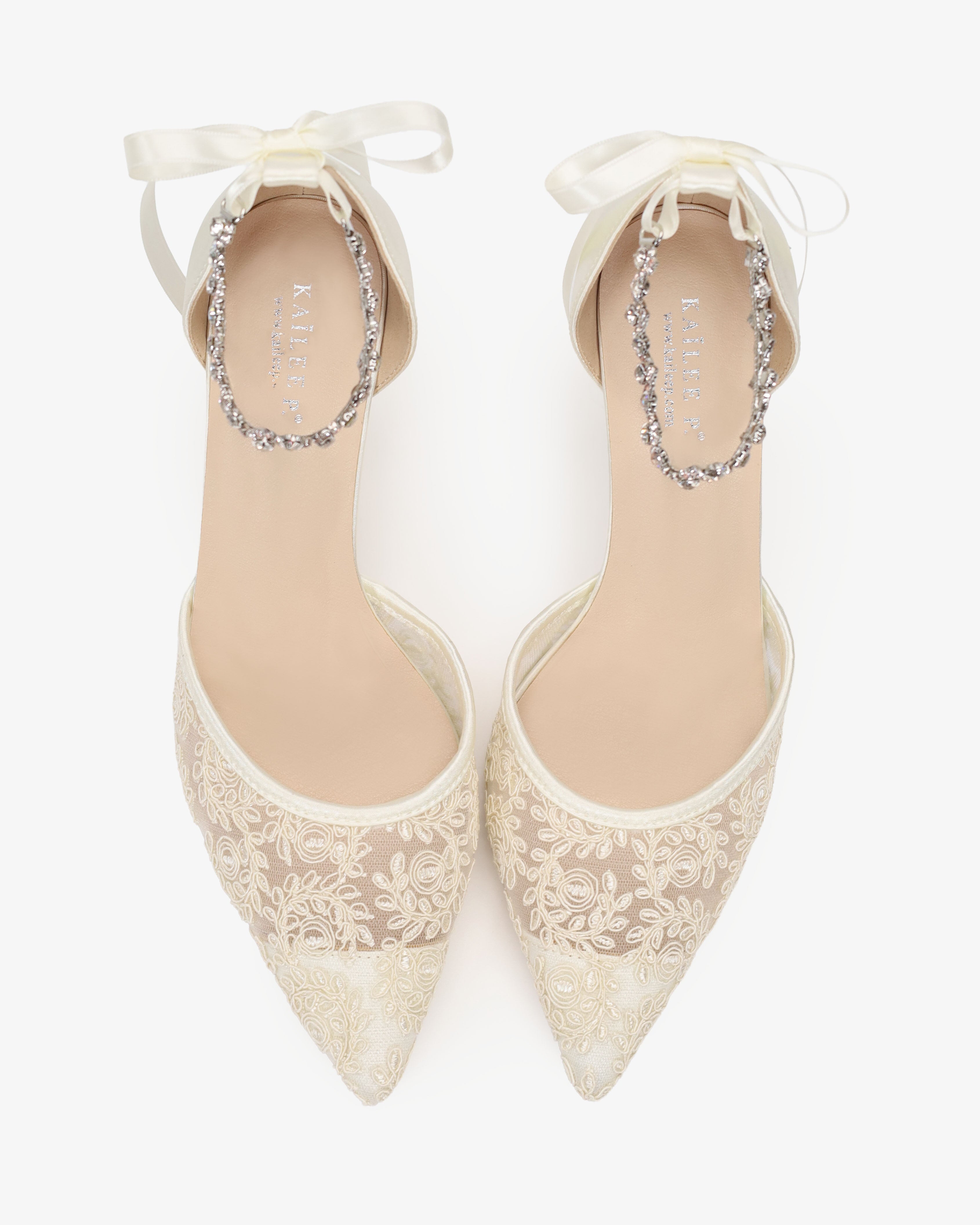 Wedding Lace Heels With Amaryllis Crystal Strap