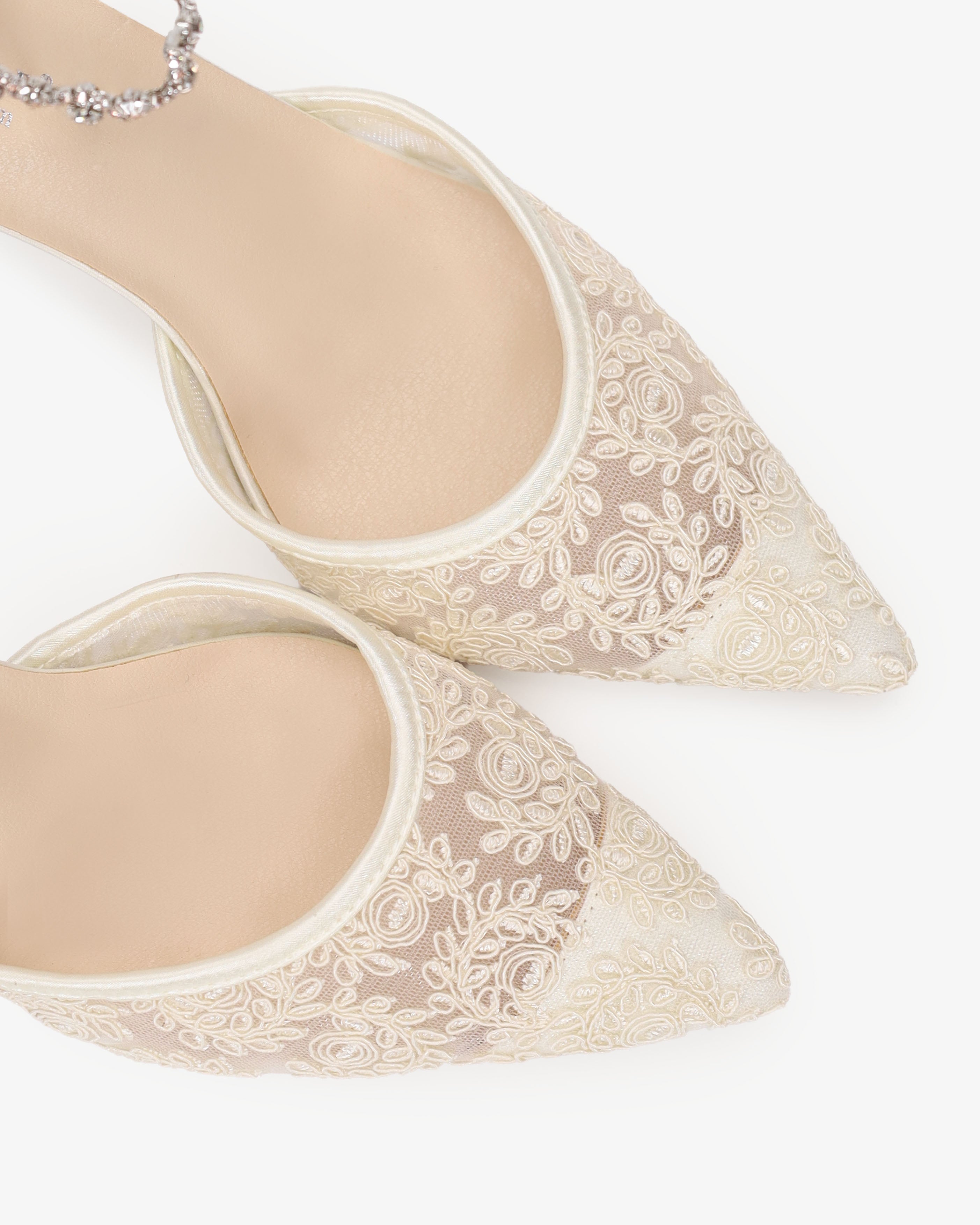 Wedding Lace Heels With Amaryllis Crystal Strap