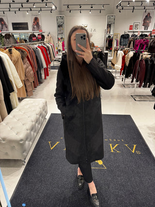 Reversible Faux Fur & Suede Hooded Coat
