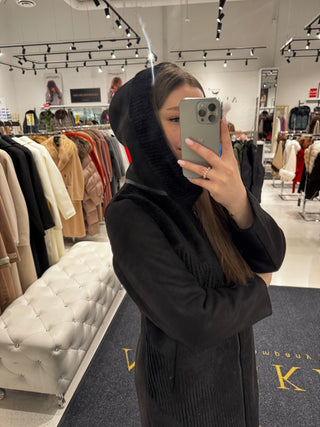 Reversible Faux Fur & Suede Hooded Coat