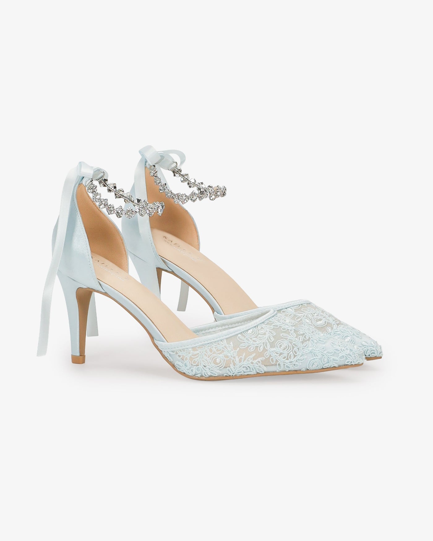 Wedding Lace Heels With Amaryllis Crystal Strap - Glamourous Grace