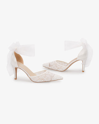 Lace Heels with Ankle Tie For Brides