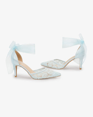Lace Heels with Ankle Tie For Brides
