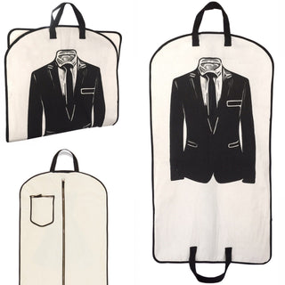 Men's Suit Garment Bag with Pocket – Cream - Glamourous Grace