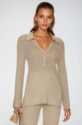 Gemma Ribbed Polo Top - Glamourous Grace
