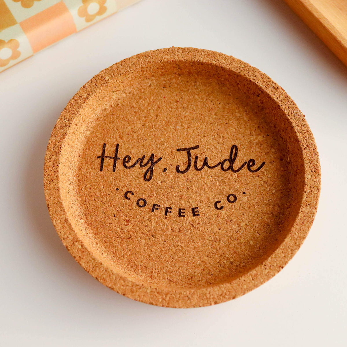Custom Engraved Business Logo Cork Coaster - Glamourous Grace