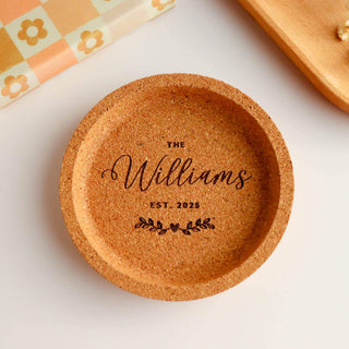 Custom Engraved Wedding Giveaway Valentine's Gift Cork Coaster