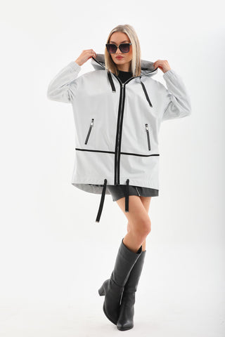 The Vega White Reversible Leather Women Jacket