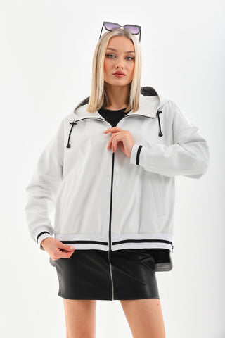 The Polar White Leather Women Leather Jacket