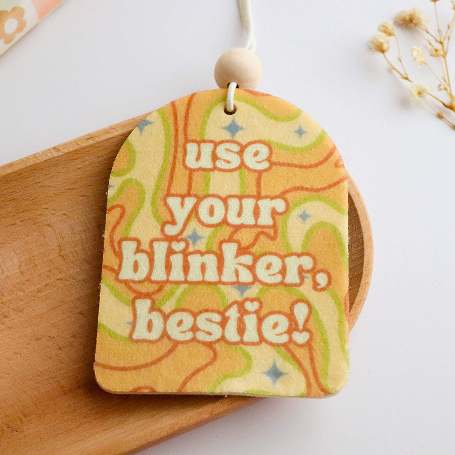 Groovy Use Your Blinker Bestie Unscented Reusable Felt Car Freshie