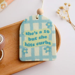 She Hits Curbs Unscented Reusable Felt Car Freshie