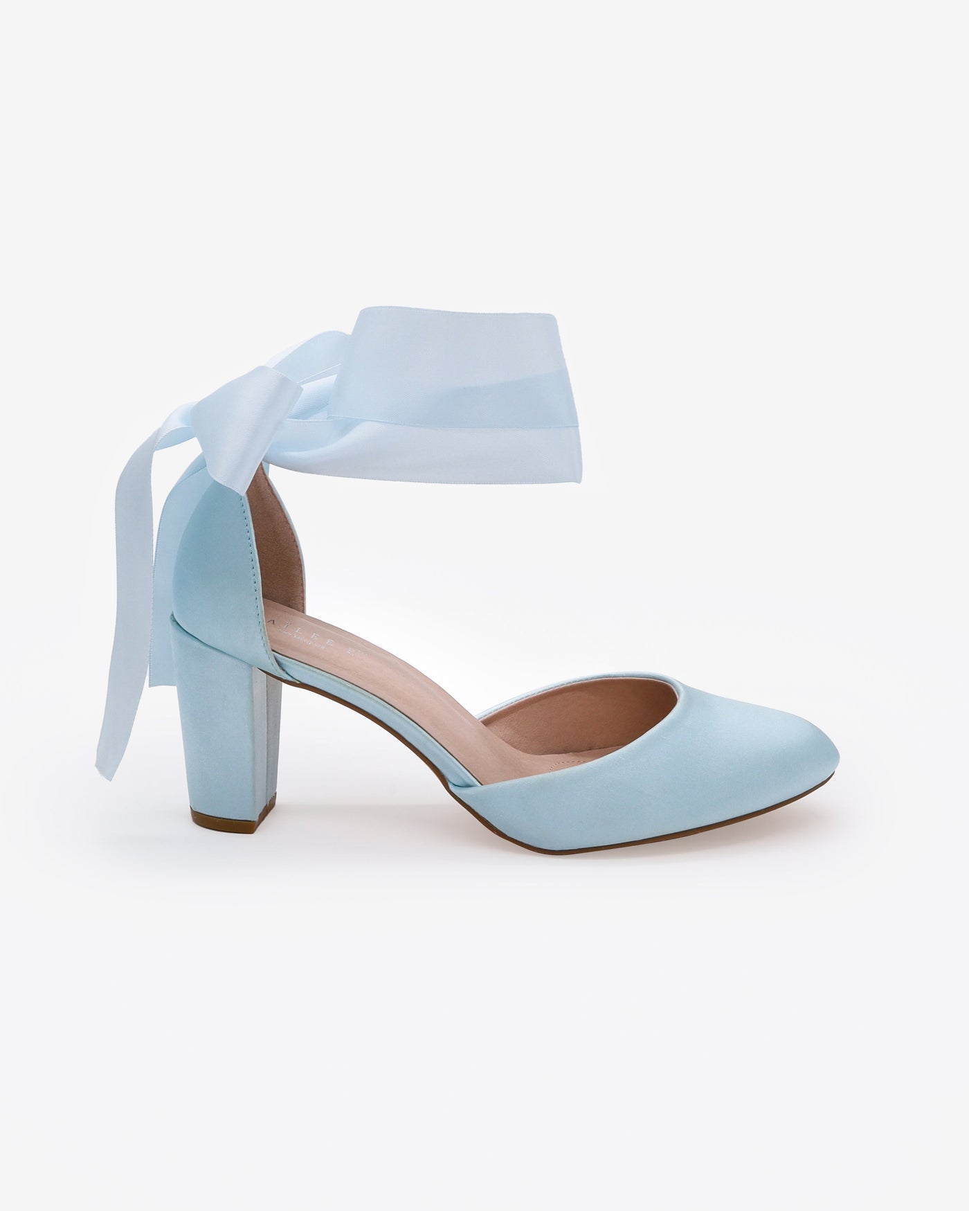 Satin Wedding Block Heel with Wrapped Satin Tie - Glamourous Grace