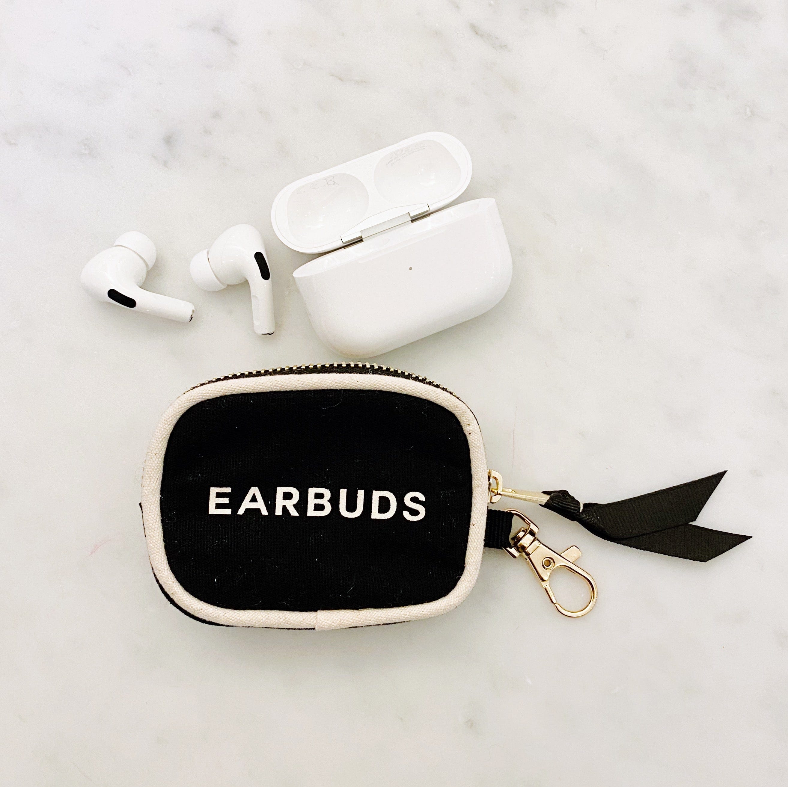 Earbuds Travel Case w Clasp – Black - Glamourous Grace