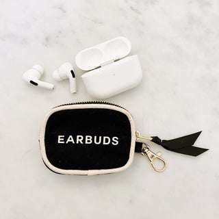 Earbuds Travel Case w Clasp – Black - Glamourous Grace