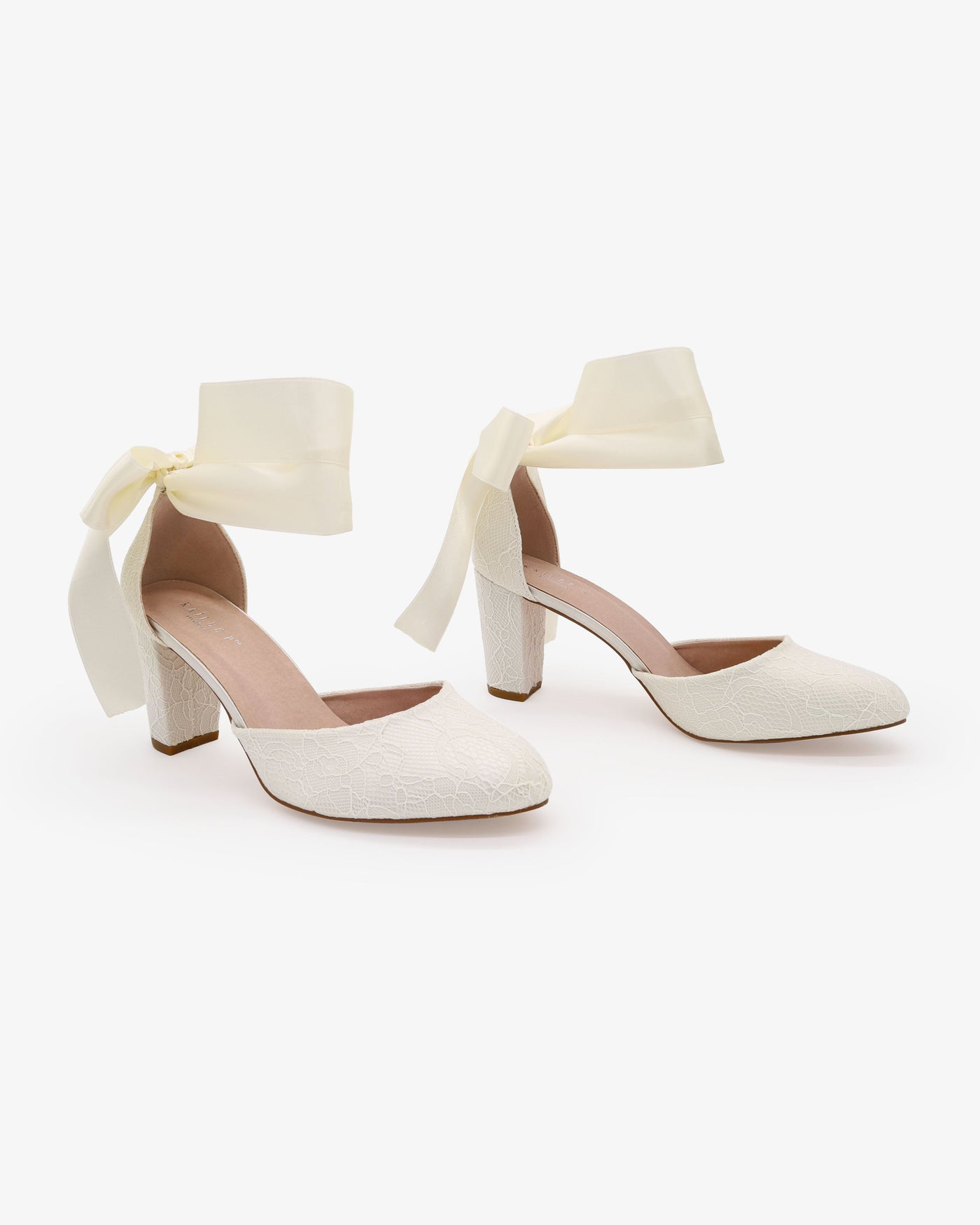 Lace Block Heel with Wrapped Satin Tie - Glamourous Grace