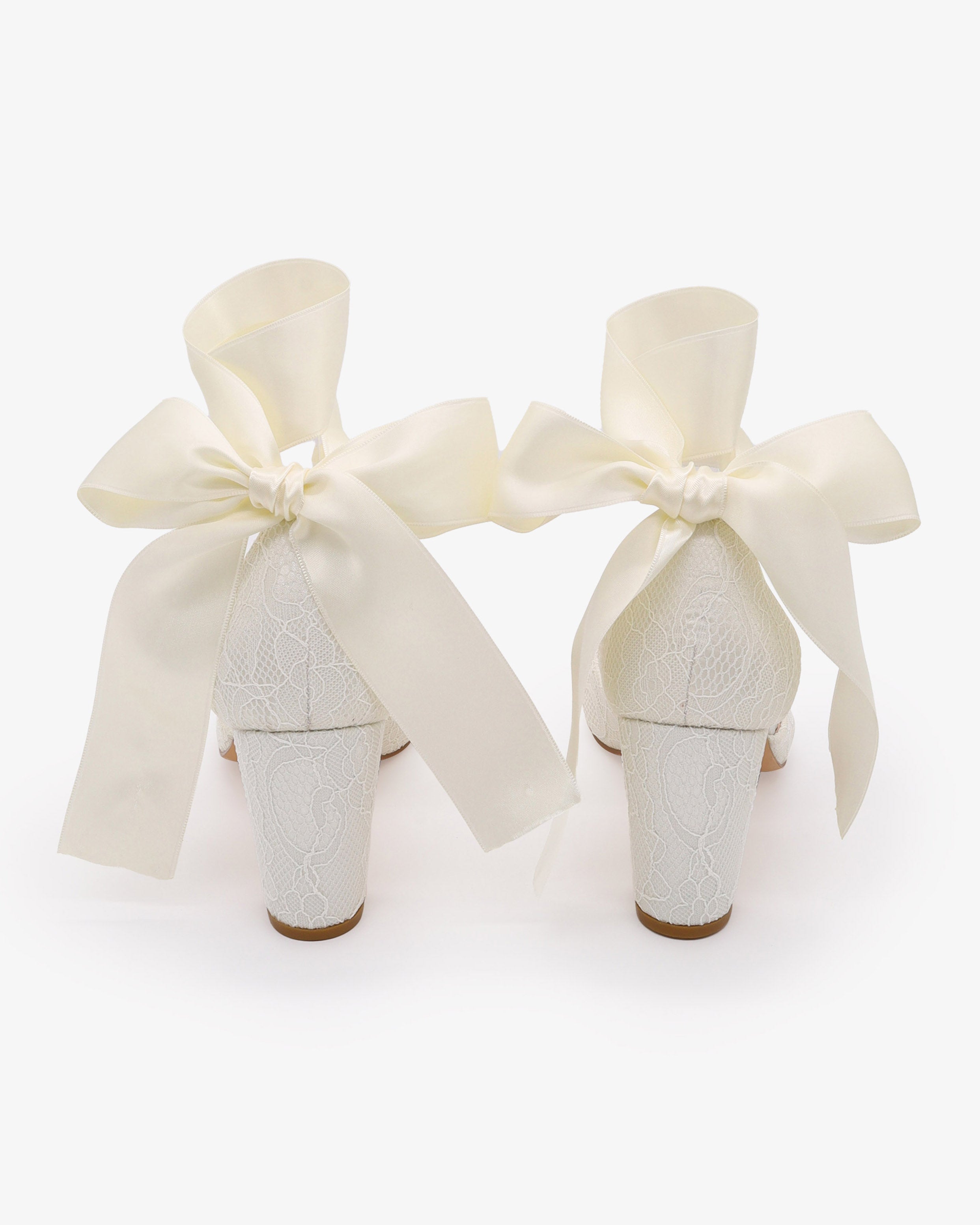 Lace Block Heel with Wrapped Satin Tie