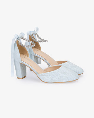 Lace Block Heel with Amaryllis Crystal Strap