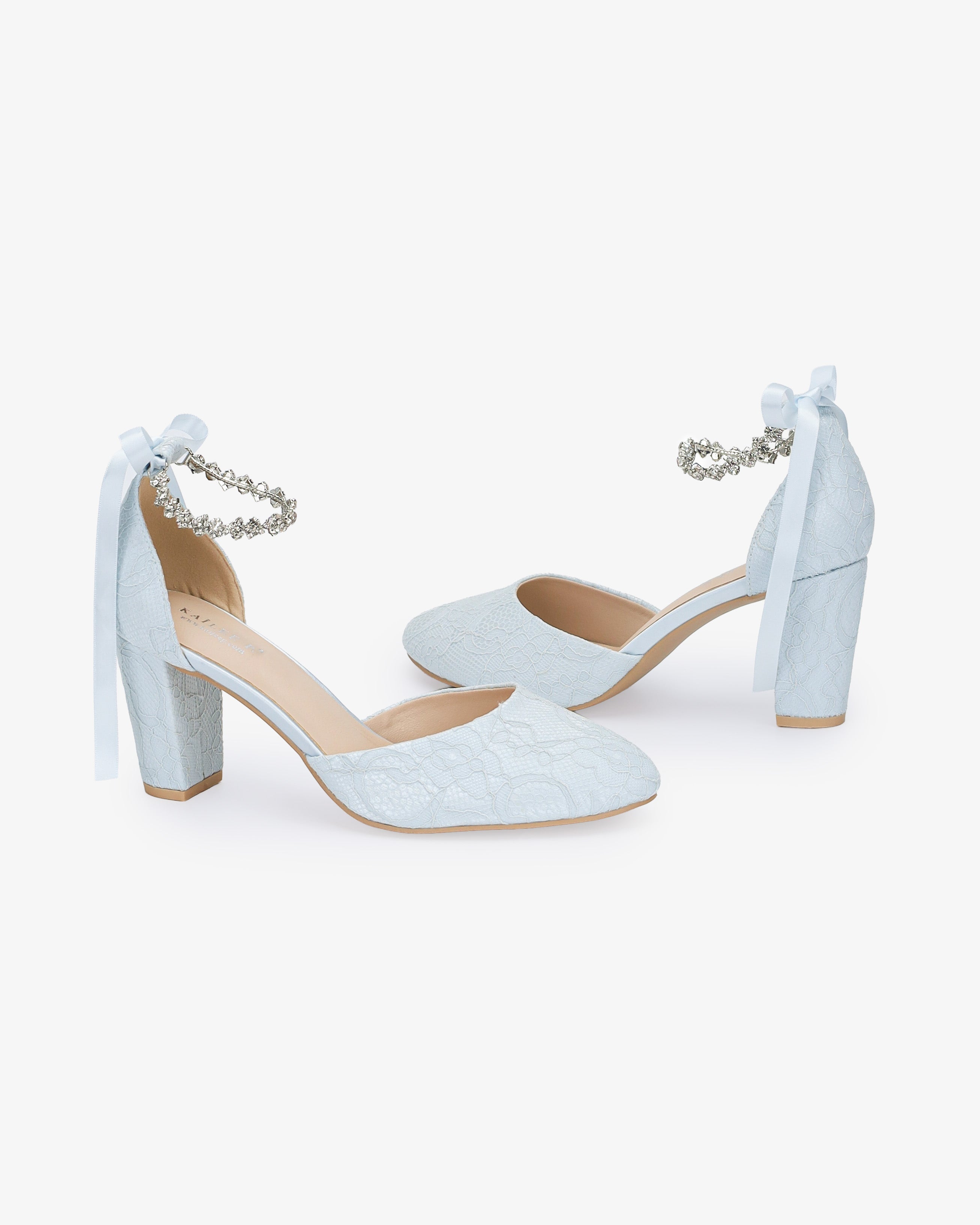 Lace Block Heel with Amaryllis Crystal Strap